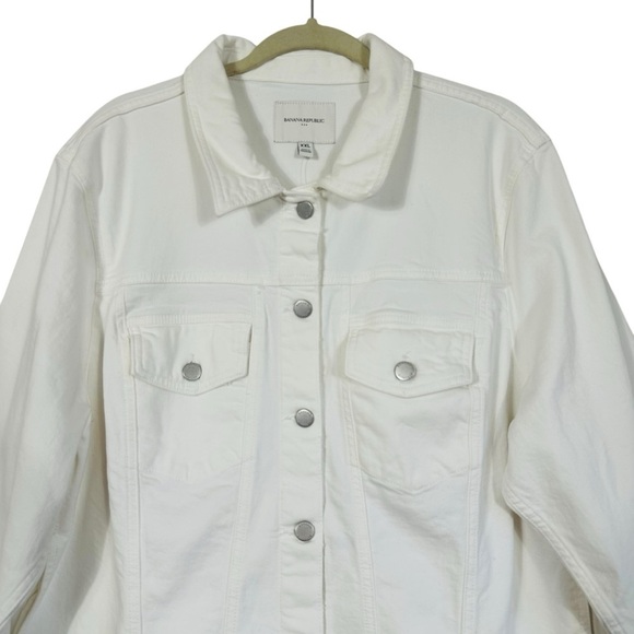 NWT BANANA REPUBLIC FACTORY WHITE DENIM JACKET SIZE XXL - Picture 6 of 12
